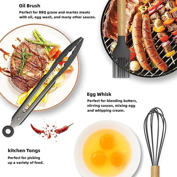 Heat resistant silicone utensils near a hot pan