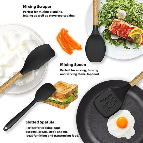 Silicone utensil used safely in a non-stick pan