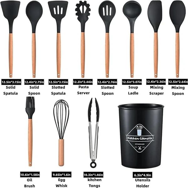 Utensil set standing in its holder