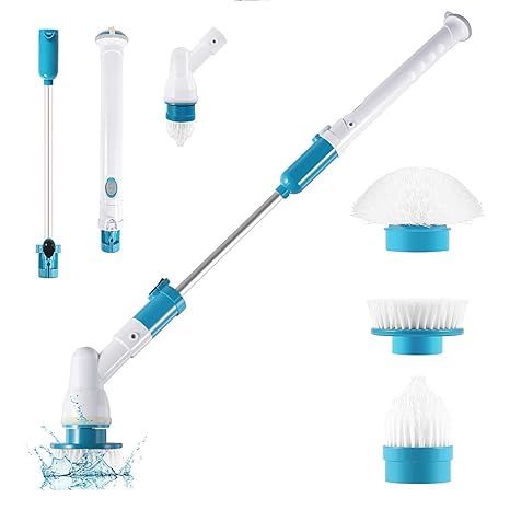 Cordless electric spin scrubber