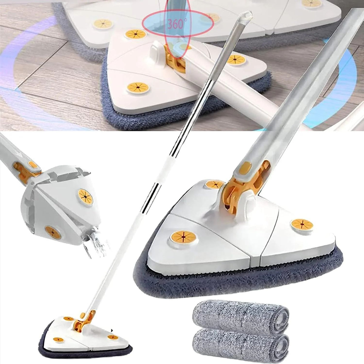 Mop head rotating to an angle