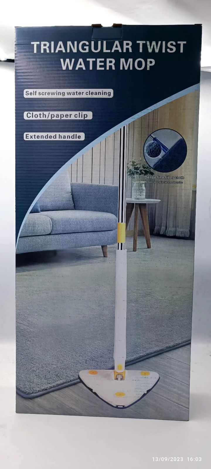Rotating mop shown with dimensions