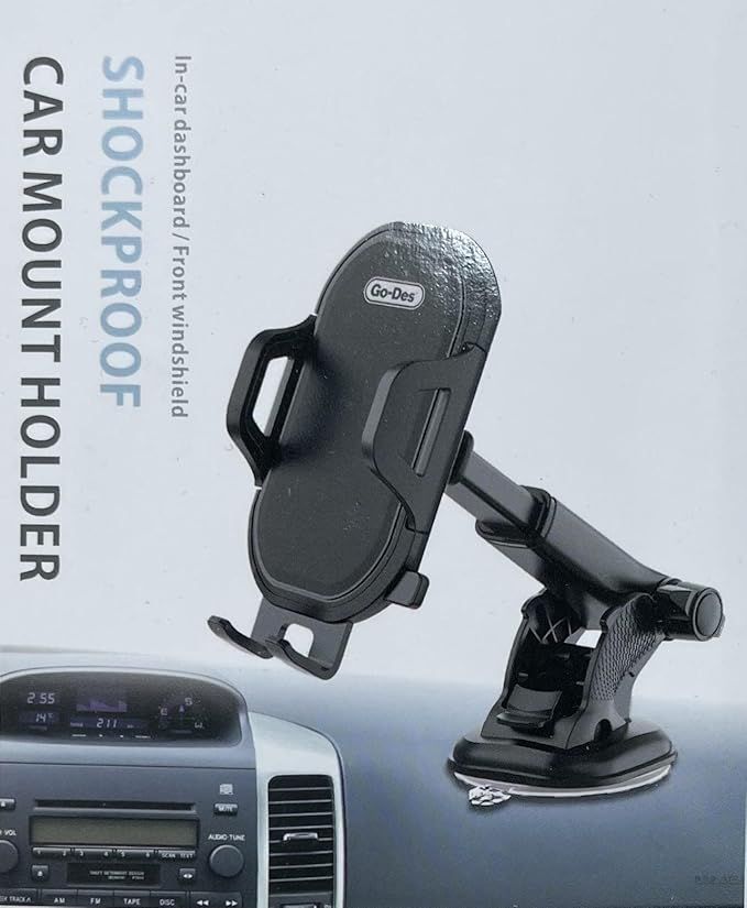 Rearview mirror phone mount with clamp