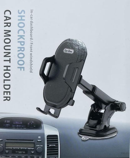Rearview mirror phone mount with clamp