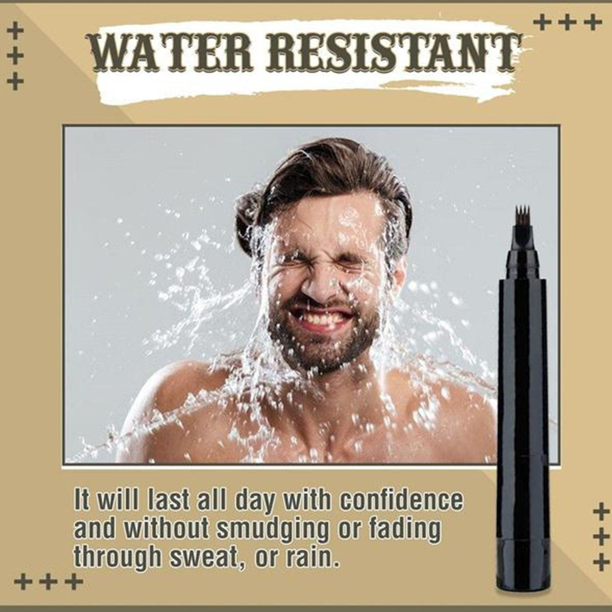 Sweat and water resistant beard pen finish