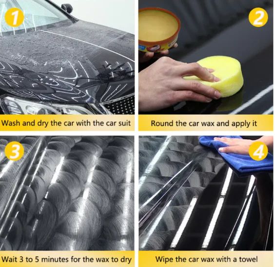 Wax being applied to metallic paint