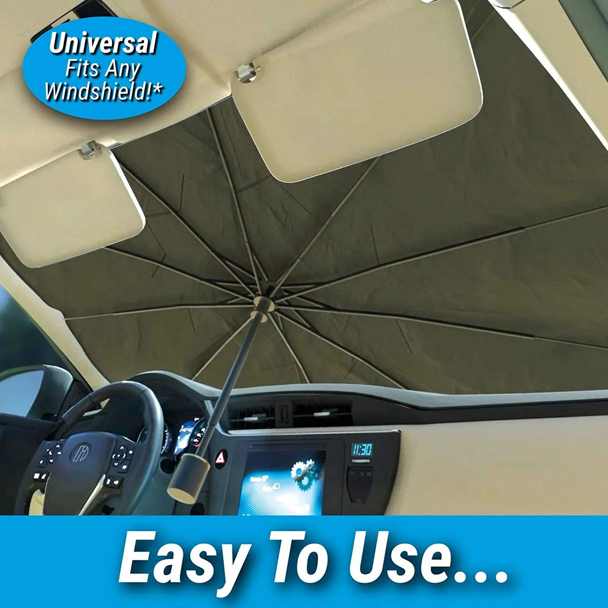 Sun shade collapsing to a compact size