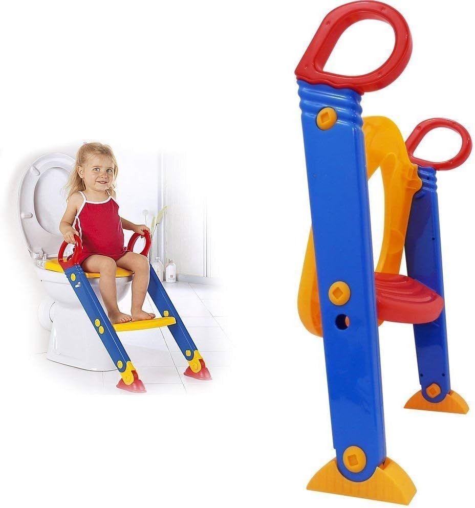 Foldable toilet ladder stored flat
