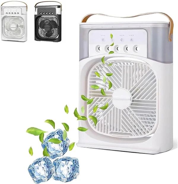 Quiet misting fan running beside a bed