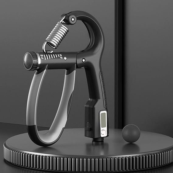 Adjustable hand grip trainer with counter
