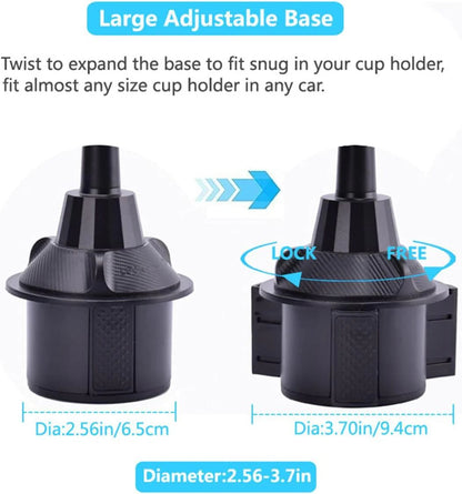 Tray base locked into a car cup holder