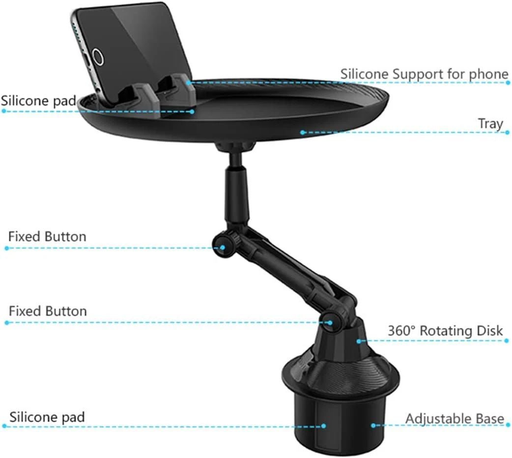 Swivel arms moving the tray between seats