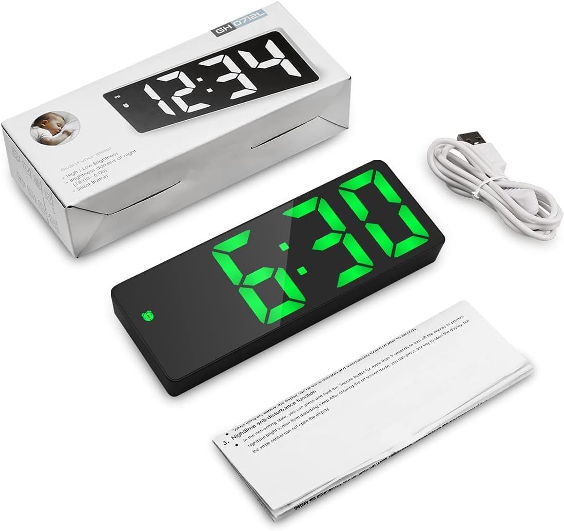 Digital alarm clock with large LED display