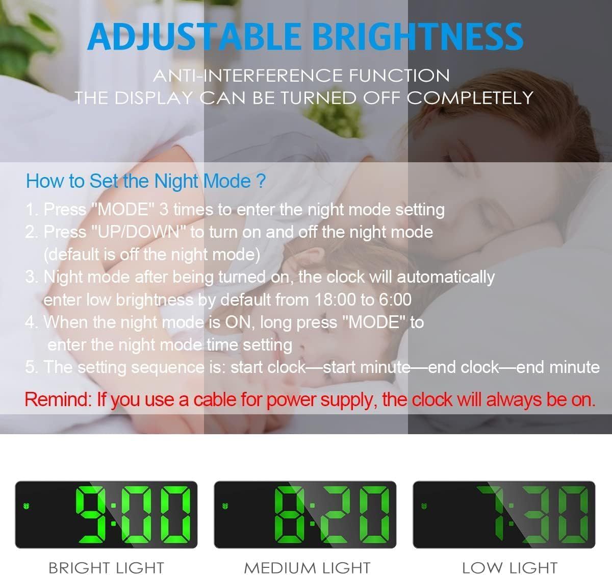 Voice activation waking the clock display