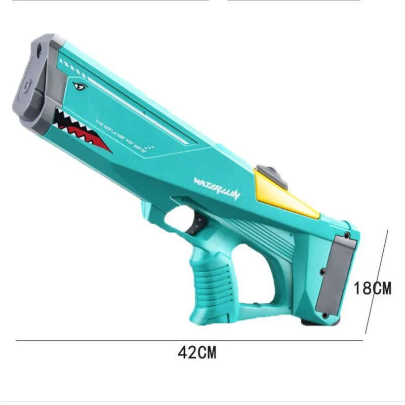 Electric water gun shown with dimensions
