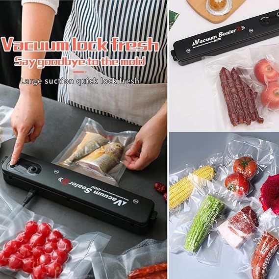 Sealed vacuum bags of food