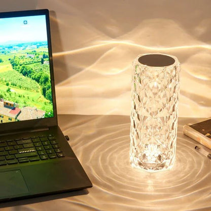 LED crystal table lamp with diamond effect