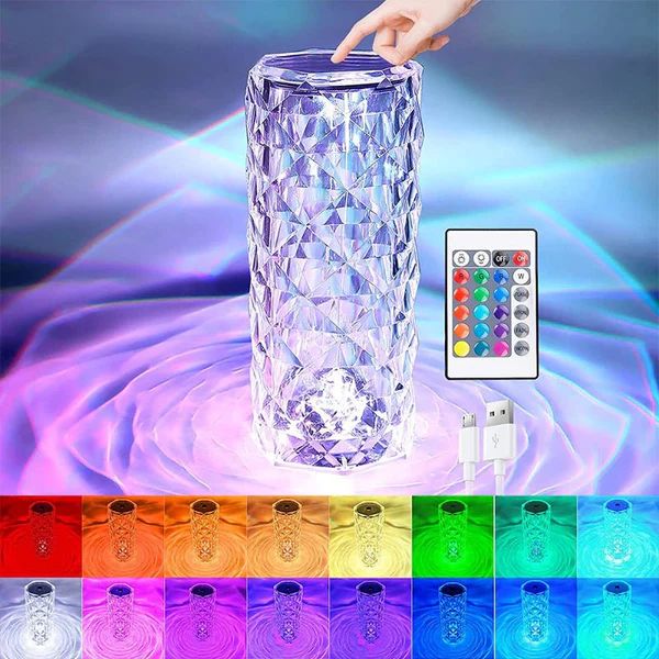 Crystal table lamp shown with dimensions