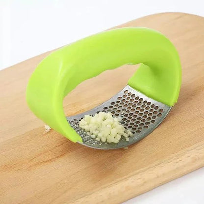Garlic press shown with dimensions