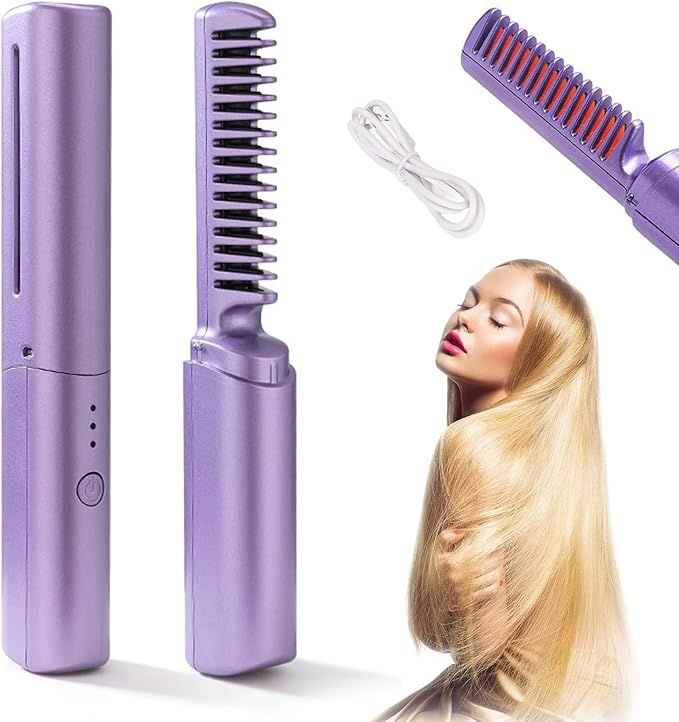 Wide comb teeth passing through hair