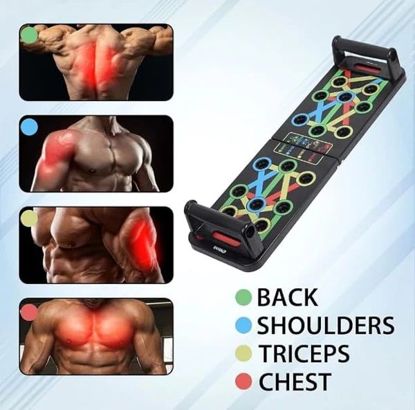 Push-up board folded flat for storage