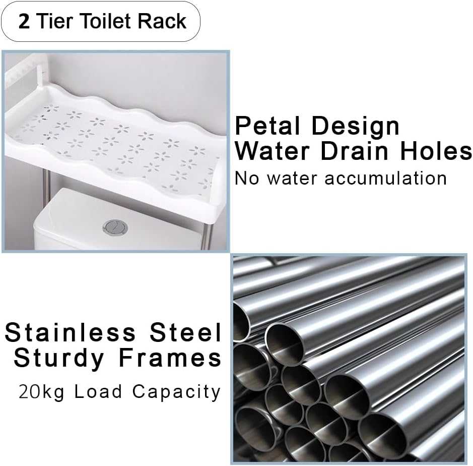 Thick rust-free stainless steel tubing of the over toilet rack
