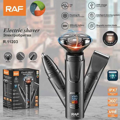 3-in-1 rechargeable electric shaver