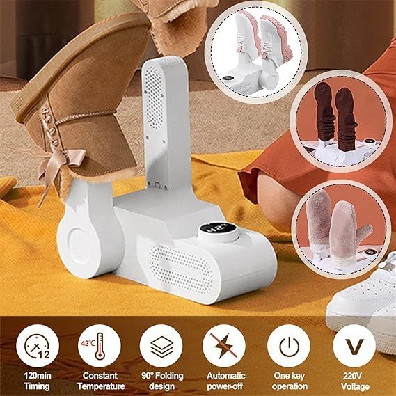 Shoe dryer shown with dimensions