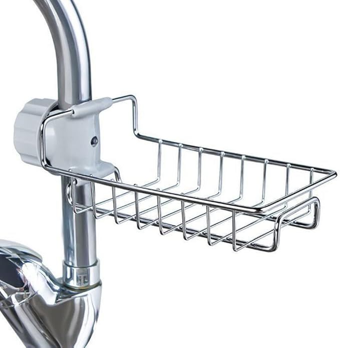 Sink caddy holding sponges and soap