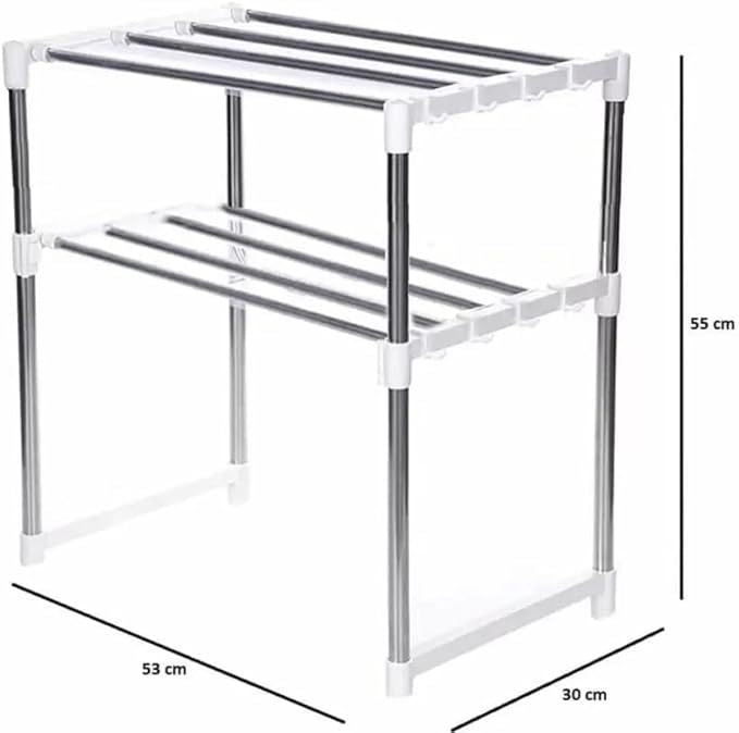Stainless steel kitchen shelf rack with hooks