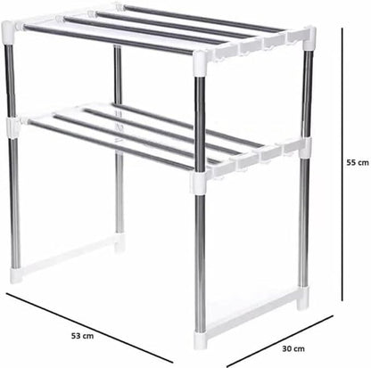 Stainless steel kitchen shelf rack with hooks