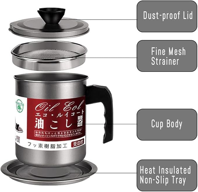1.4L stainless steel oil filter pot with strainer