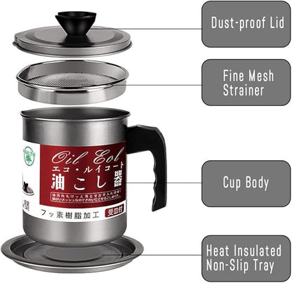 1.4L stainless steel oil filter pot with strainer