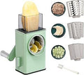 Rotary Cheese Grater & Vegetable Slicer — 3 Blades with Suction Base