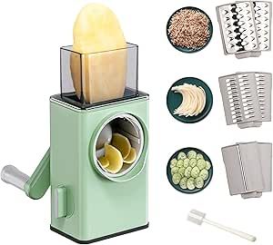 Rotary cheese grater and vegetable slicer