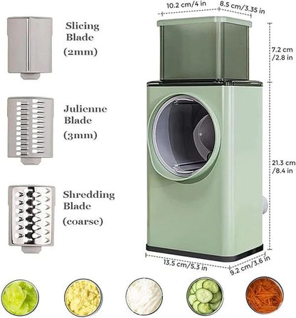 Rotary grater shown with dimensions