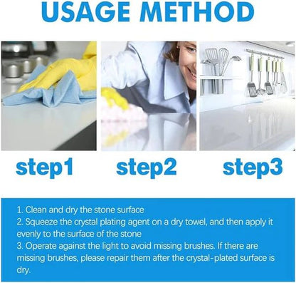 Stone cleaner used on a kitchen countertop