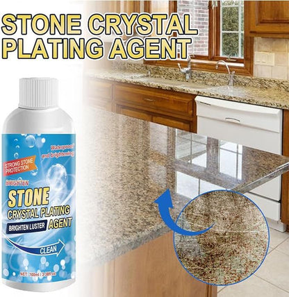 Rust and grease stains being lifted from stone
