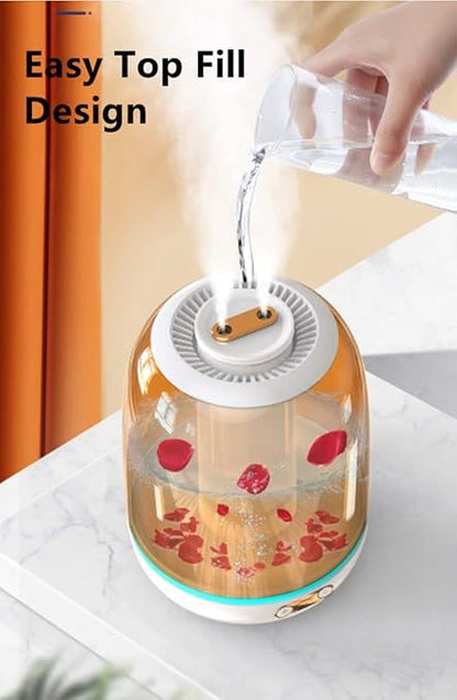 Cool mist humidifier running in a bedroom