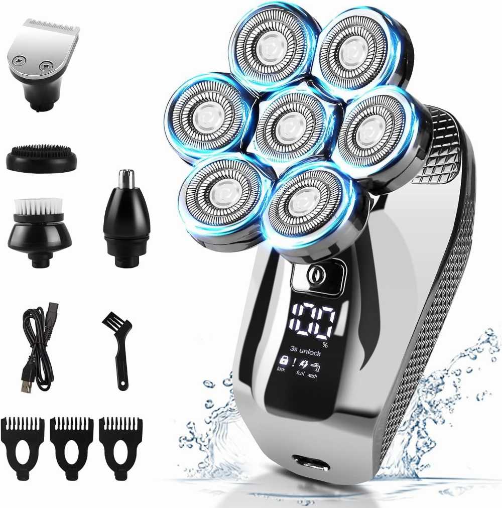 5-in-1 head shaver with 7D rotating heads