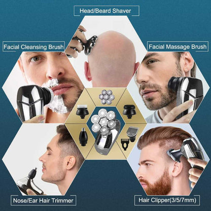Seven floating shaver heads covering a wider area